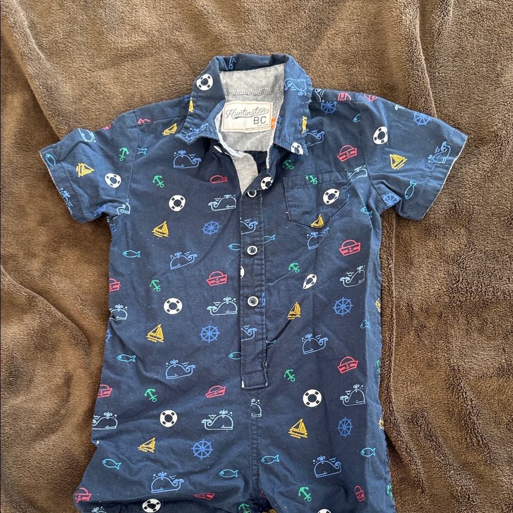 Huntington BC Navy Kids Shirt with Nautical Print